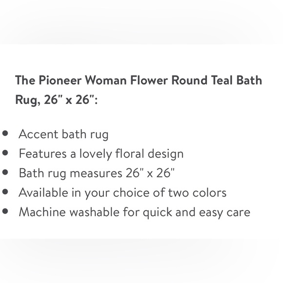 🌺 New The Pioneer Woman Teal Blue Floral Bathroom Rug, Round Floral - Picture 2 of 8